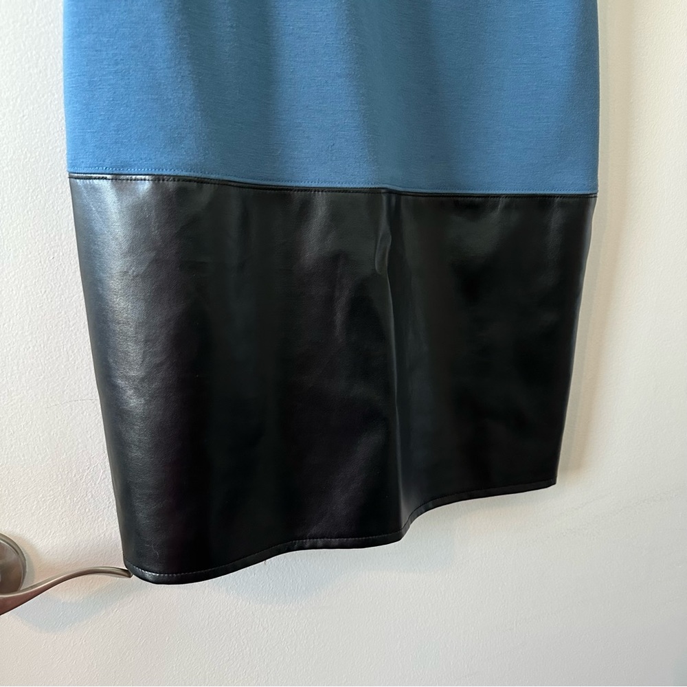 Banana Republic blue & black leather colorblock business shift dress - Picture 7 of 8